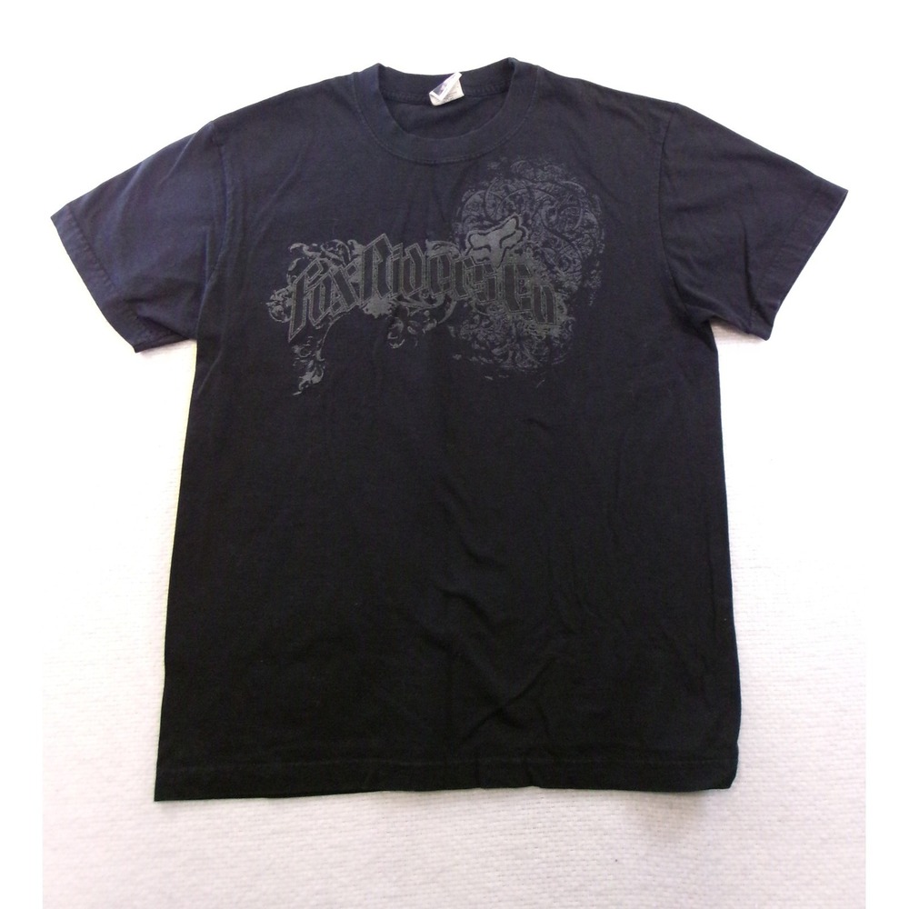 Fox Racing Graphic T-Shirt Mens Large Black Fox Riders Co Gothic‎ Filigree